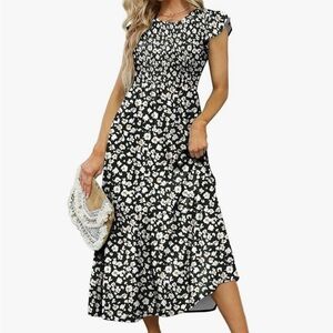 Floral Black and White Maxi Dress